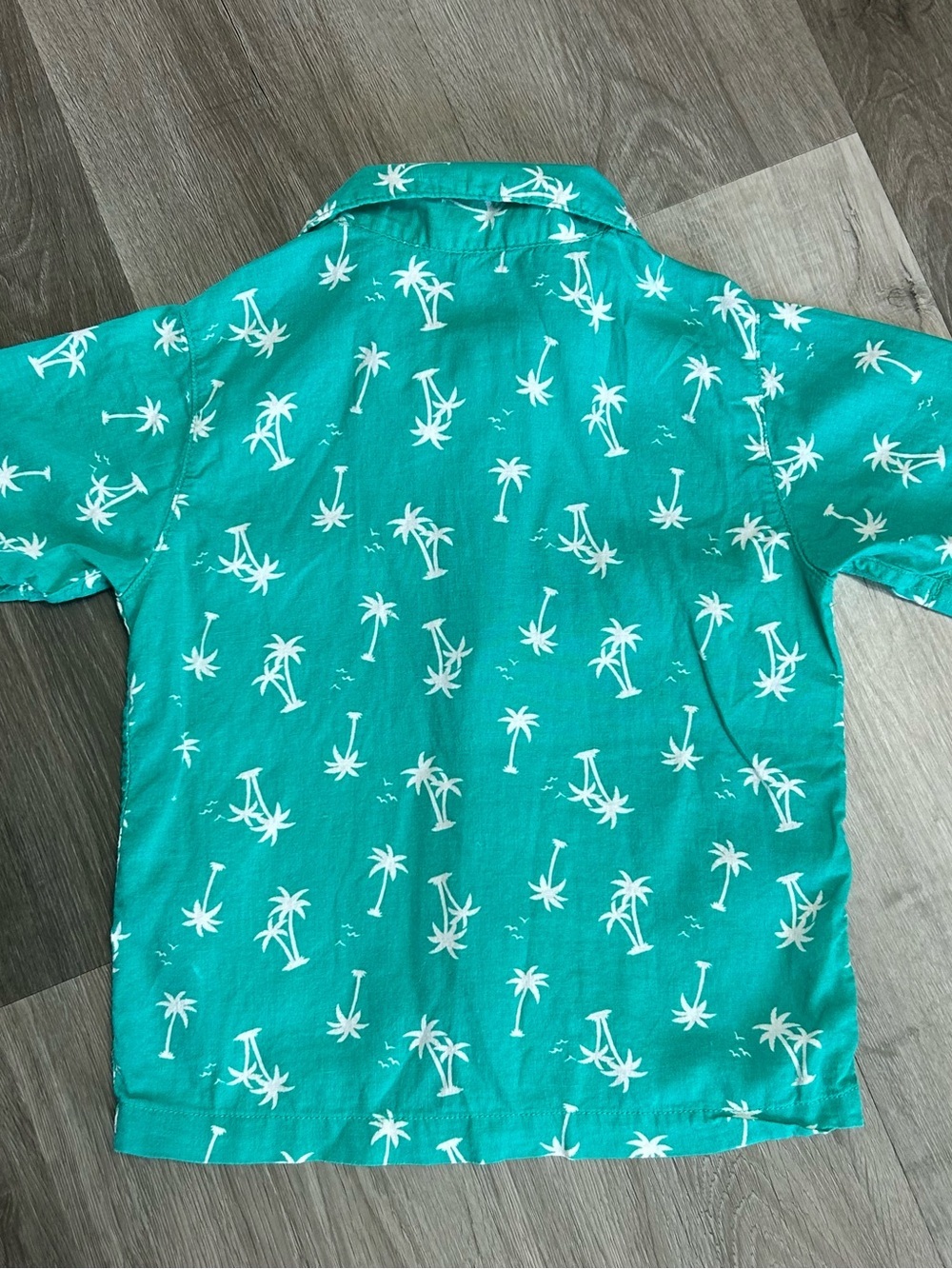 Wonder Nation Boys Tropical Button Up Shirt 5T Teal Green - Picture 2 of 7